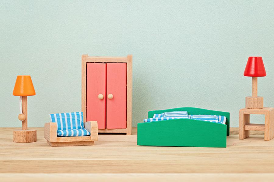 interior imitation with wooden toy furniture chilldren interior design natural plastic free ecological toys kids concept